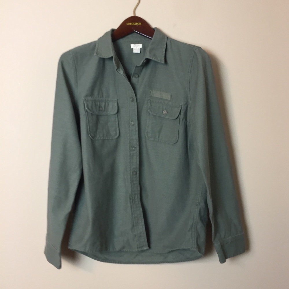 J. Crew Olive Green Utility Button Down Shirt